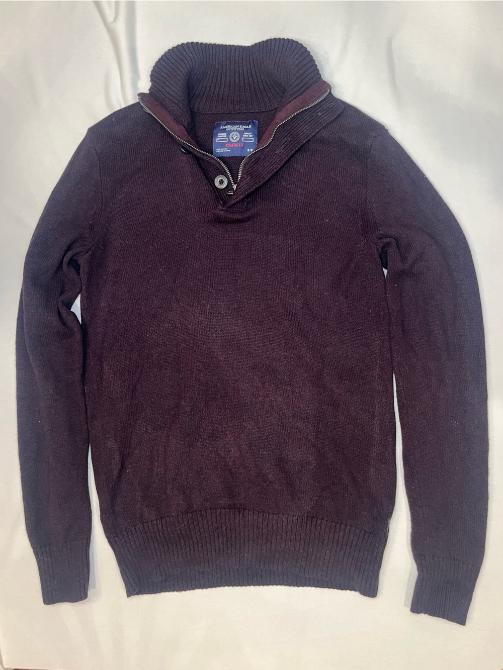 American Eagle Outfitters Burgundy Half-Zip Pullover Sweater